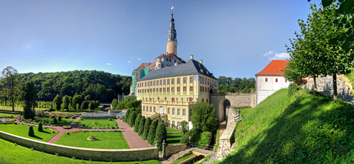 Barockgarten Großsedlitz - Schloss Weesenstein, Parkseite zur Müglitz